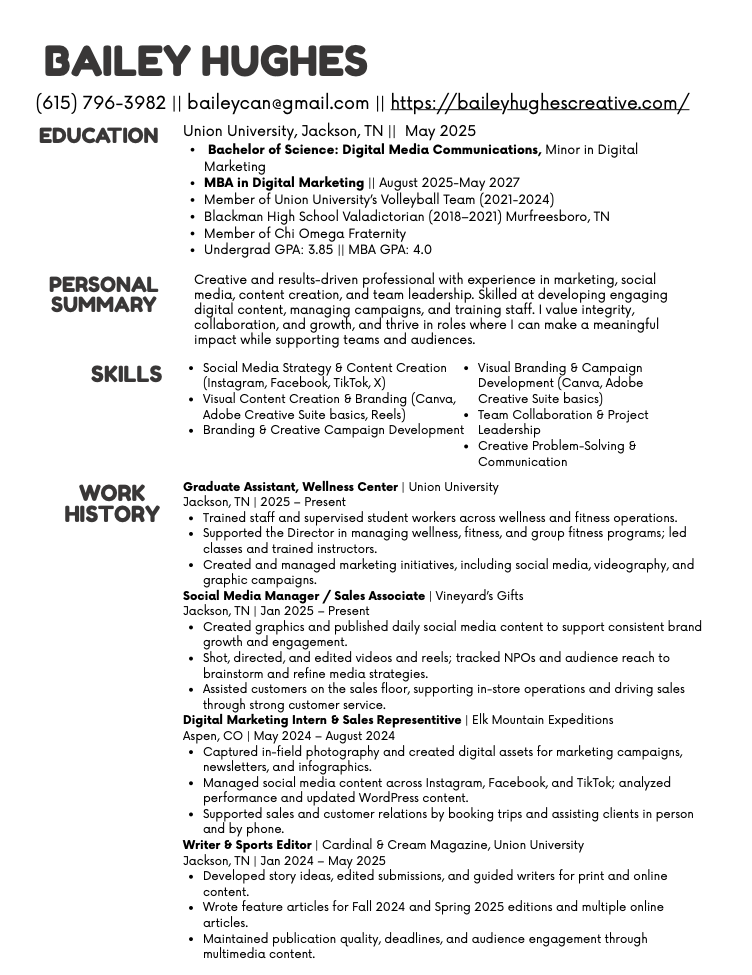Bailey Hughes Resume